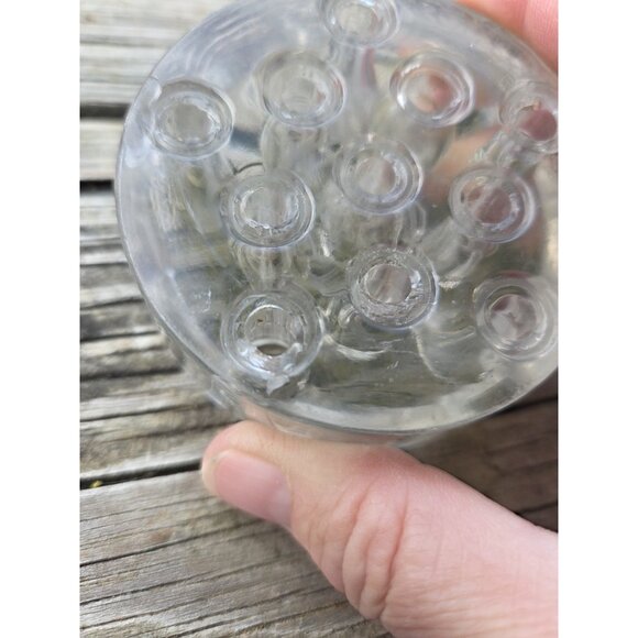 2 Small Vintage Glass Flower Frogs 11 Holes 3 inch Floral - Picture 14 of 16